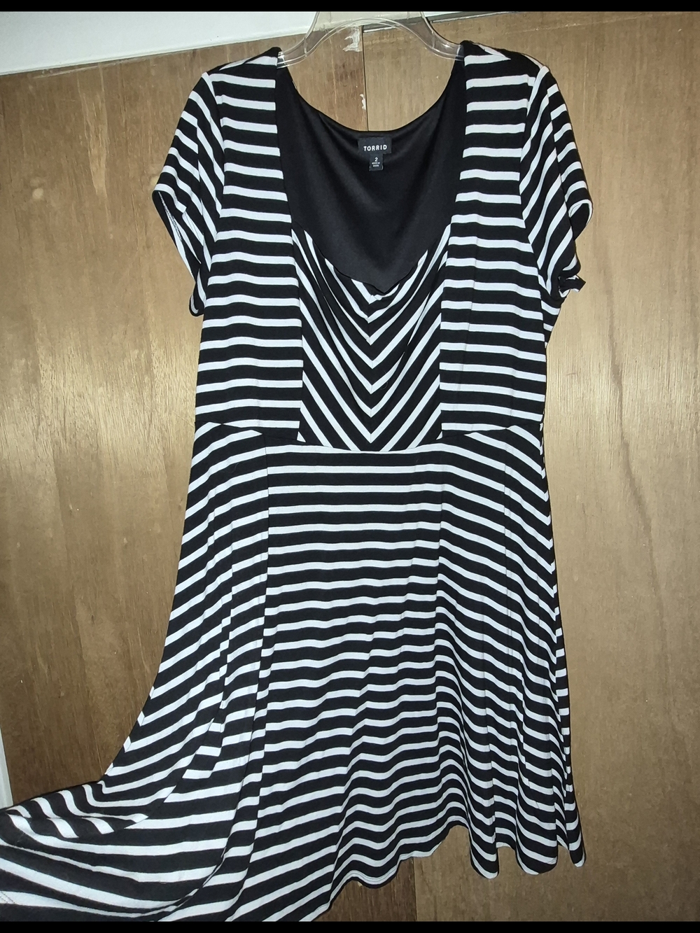Torrid Black & White Striped Fit-and-Flare Dress